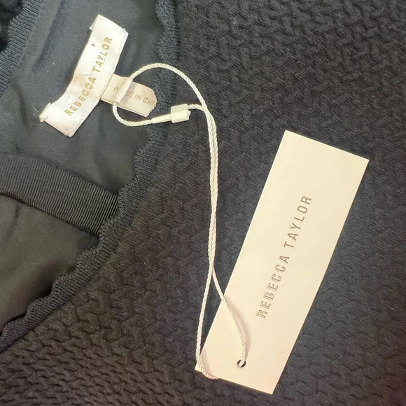 Rebecca Taylor Size 2 Black Cap Sleeve Honeycomb Dress NEW! - Picture 4 of 7